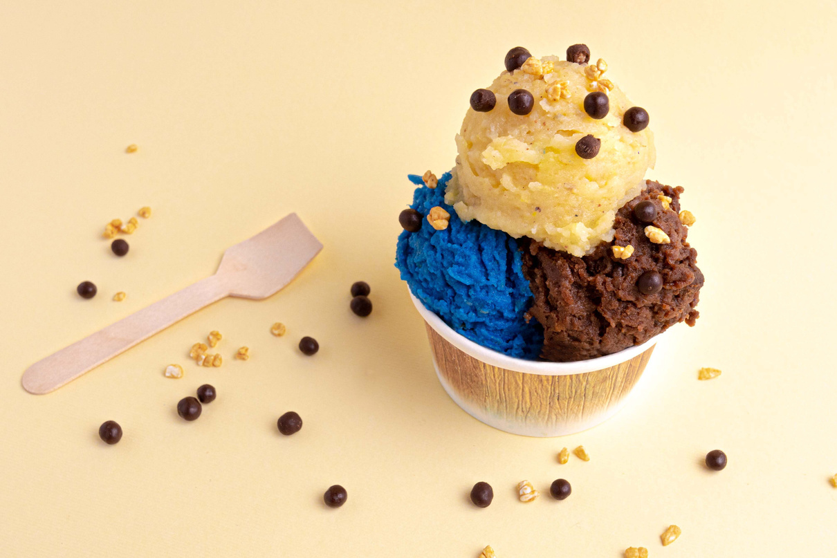 Assorted Flavors of Ice Cream in Cup with Chocolate Chips